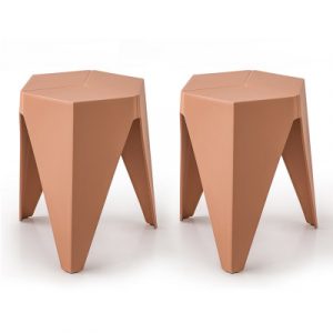 ArtissIn Set of 2 Puzzle Stool Plastic Stacking Stools Chair Outdoor Indoor Pink AI-PP-STOOL-T-PK