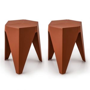 ArtissIn Set of 2 Puzzle Stool Plastic Stacking Stools Chair Outdoor Indoor Red AI-PP-STOOL-T-RD