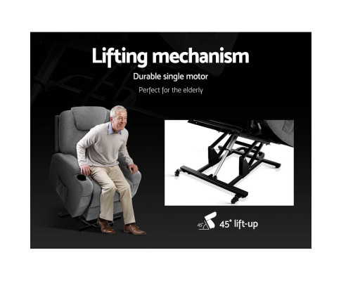 Artiss Electric Massage Chair Recliner Sofa Lift Motor Armchair Heating Fabric RECLINER-L2-LIN-GY-AB
