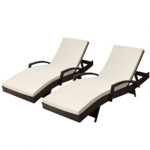 Gardeon Set of 2 Outdoor Sun Lounge Outdoor Furniture Day Bed Rattan Wicker Lounger Patio FF-LOUNGE-ARM-BRX2