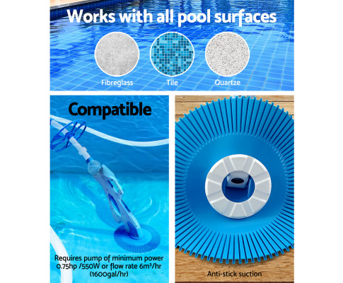 Swimming Pool Cleaner Floor Climb Wall Automatic Vacuum 10M Hose PO-CL-T868-DIA