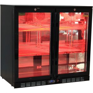 Rhino Night Club Commercial Multi Light Coloured Black 2 Door Bar Fridge SG2H-NC