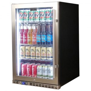 Schmick Stainless Steel Quiet Front Venting Under Bench Heated Glass Door Bar Fridge Model SK146L-HD