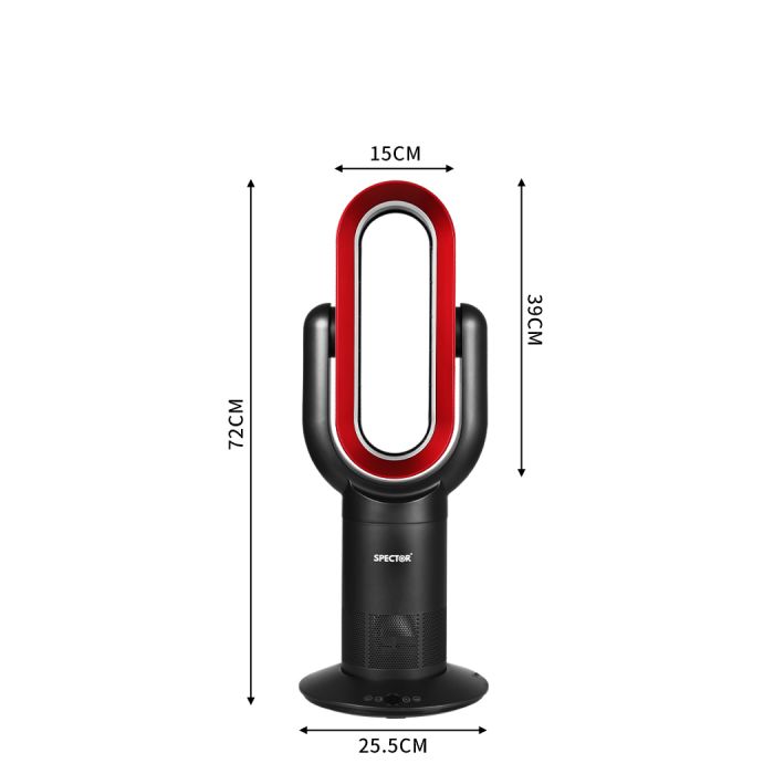 Spector Bladeless Electric Fan Cooler Heater Air Cool Sleep Timer Remote Control FAN1003-BKRD