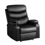 Artiss Recliner Chair Armchair Lounge Sofa Chairs Couch Leather Black Tray Table RECLINER-A12-BK