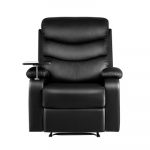 Artiss Recliner Chair Armchair Lounge Sofa Chairs Couch Leather Black Tray Table RECLINER-A12-BK