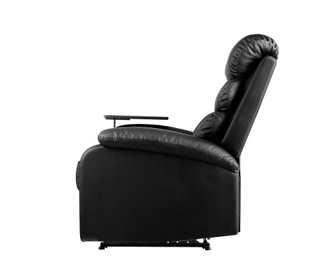 Artiss Recliner Chair Armchair Lounge Sofa Chairs Couch Leather Black Tray Table RECLINER-A12-BK