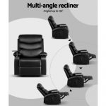 Artiss Recliner Chair Armchair Lounge Sofa Chairs Couch Leather Black Tray Table RECLINER-A12-BK