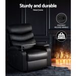 Artiss Recliner Chair Armchair Lounge Sofa Chairs Couch Leather Black Tray Table RECLINER-A12-BK