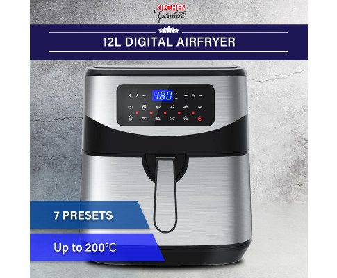 Kitchen Couture 12 Litre Air Fryer Multifunctional LCD One Touch Display Silver V160-10001717