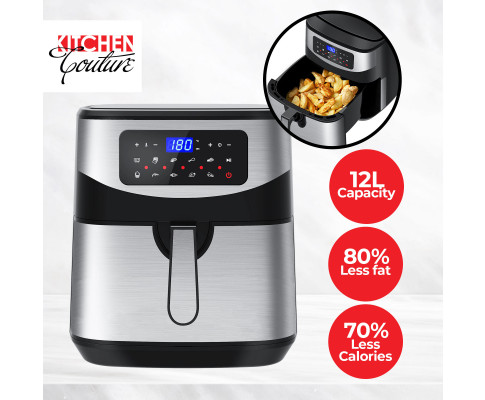 Kitchen Couture 12 Litre Air Fryer Multifunctional LCD One Touch Display Silver V160-10001717