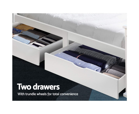 Artiss Wooden Bed Frame Timber Single Size RIO Kids Adults Storage Drawers Base WBED-D-004S-92-DRAW-AB