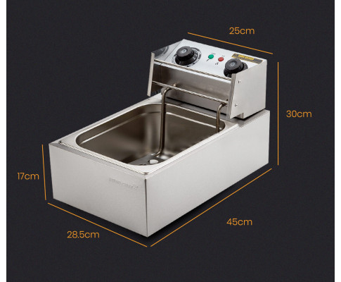 EuroChef Commercial Electric Deep Fryer Frying Basket Chip Cooker Fry Scoop V219-FRYER-1TANK