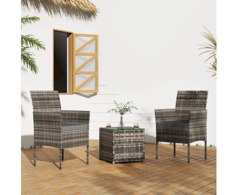 2 Seater PE Rattan Outdoor Furniture Chat Set- Mixed Grey V264-OTF-520S-LGR