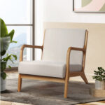 Artiss Armchair Lounge Chair Accent Armchairs Couch Sofa Bedroom Beige Wood UPHO-C-ARM-5099-BG