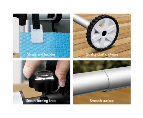 Aquabuddy 8X4.2M Solar Swimming Pool Cover Blanket Roller Wheel Adjustable PC-80X42-BL-ROLLER