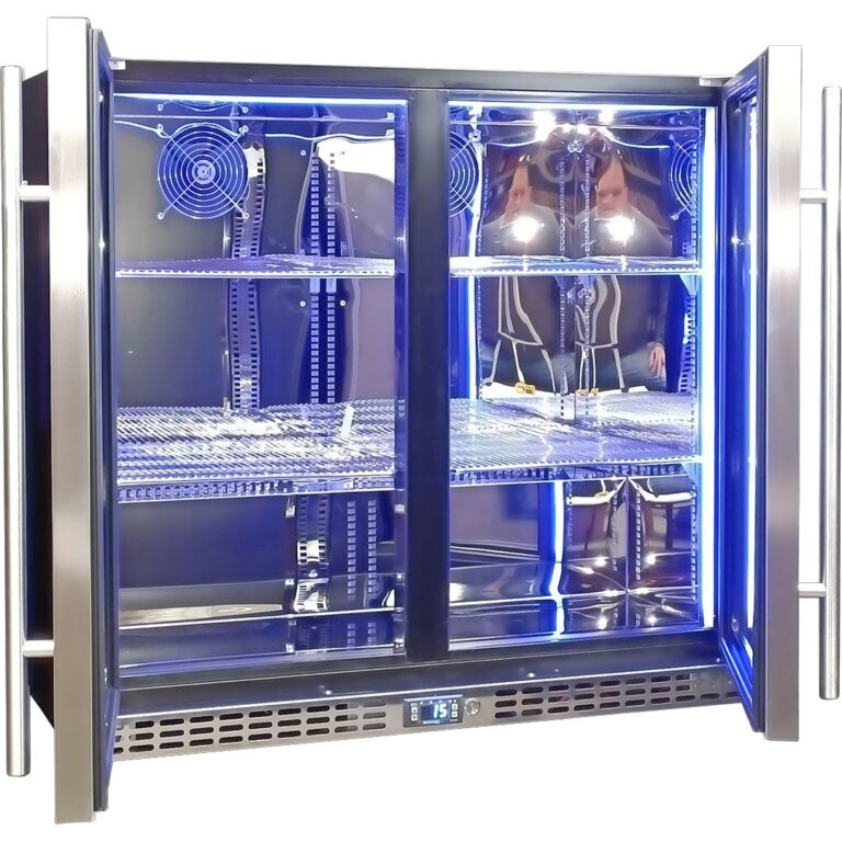 Schmick Twin Door Quiet Running Stainless Steel Heated Glass Door Bar Fridge Model SK246-HD