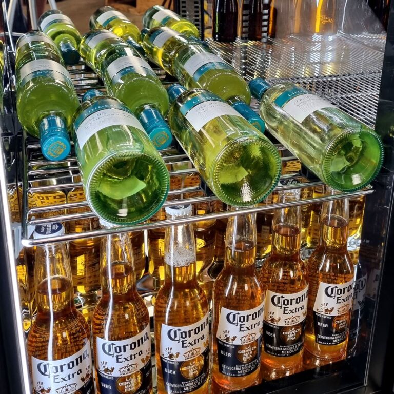 Schmick Twin Door Quiet Running Stainless Steel Heated Glass Door Bar Fridge Model SK246-HD