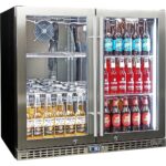 Schmick Twin Door Quiet Running Stainless Steel Heated Glass Door Bar Fridge Model SK246-HD