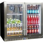 Schmick Twin Door Quiet Running Stainless Steel Heated Glass Door Bar Fridge Model SK246-HD