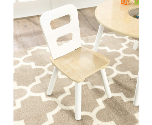 Round Table and 2 Chair Set for children (White Natural) V178-12366