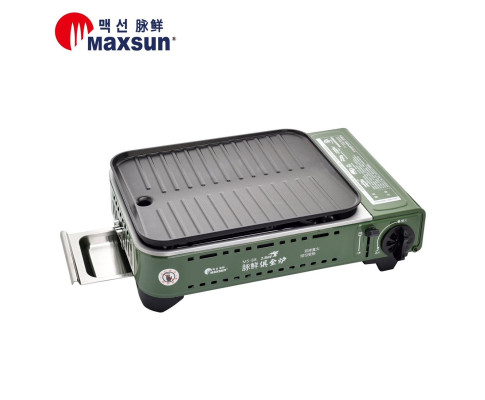 Portable Gas BBQ Stove PRO Grill Plate Burner Butane Camping Gas Cooker With Non Stick Pan and Lid V255-MS-88
