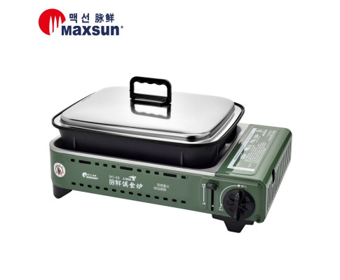 Portable Gas BBQ Stove PRO Grill Plate Burner Butane Camping Gas Cooker With Non Stick Pan and Lid V255-MS-88