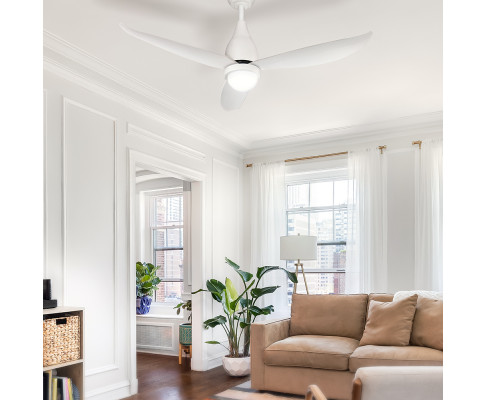 Devanti 52'' Ceiling Fan DC Motor LED Light Remote Control Ceiling Fans White CF-B-52-312W-WH