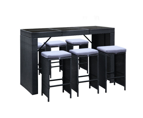 Gardeon 7 Piece Outdoor Dining Table Set - Black FF-BARSET-BK-7ABC