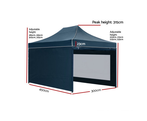 Instahut Gazebo Pop Up Marquee 3x4.5 Folding Wedding Tent Gazebos Shade Navy GAZEBO-H-C-3X45-DX-NA