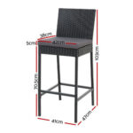 Gardeon Set of 4 Outdoor Bar Stools Dining Chairs Wicker Furniture ODF-BAR-CHAIR-BK-4X