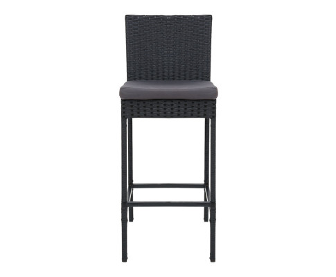 Gardeon Set of 4 Outdoor Bar Stools Dining Chairs Wicker Furniture ODF-BAR-CHAIR-BK-4X