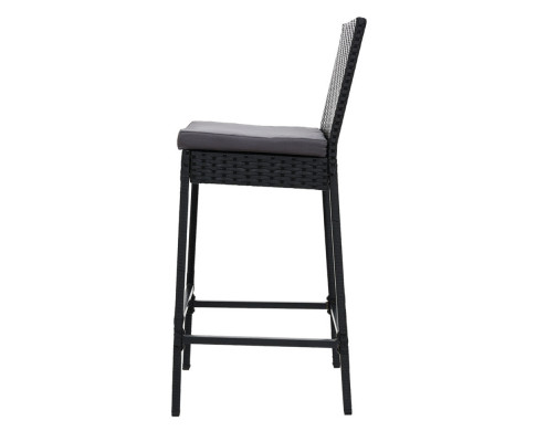 Gardeon Set of 4 Outdoor Bar Stools Dining Chairs Wicker Furniture ODF-BAR-CHAIR-BK-4X