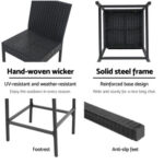 Gardeon Set of 4 Outdoor Bar Stools Dining Chairs Wicker Furniture ODF-BAR-CHAIR-BK-4X