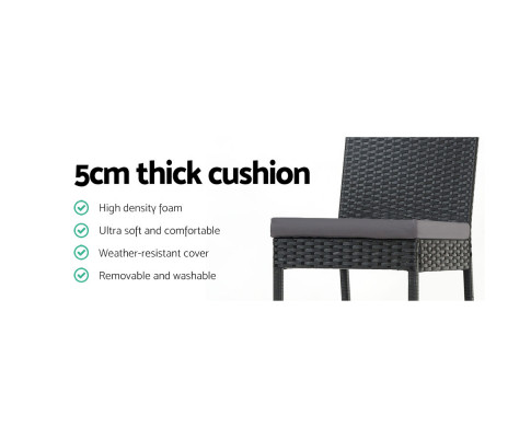 Gardeon Set of 4 Outdoor Bar Stools Dining Chairs Wicker Furniture ODF-BAR-CHAIR-BK-4X