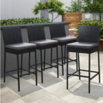 Gardeon Set of 4 Outdoor Bar Stools Dining Chairs Wicker Furniture ODF-BAR-CHAIR-BK-4X