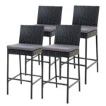 Gardeon Set of 4 Outdoor Bar Stools Dining Chairs Wicker Furniture ODF-BAR-CHAIR-BK-4X