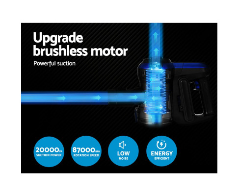 Devanti Handheld Vacuum Cleaner Cordless Handstick Stick 250W Brushless Motor VAC-CL-H-B8-BL
