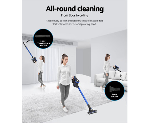 Devanti Handheld Vacuum Cleaner Cordless Handstick Stick 250W Brushless Motor VAC-CL-H-B8-BL