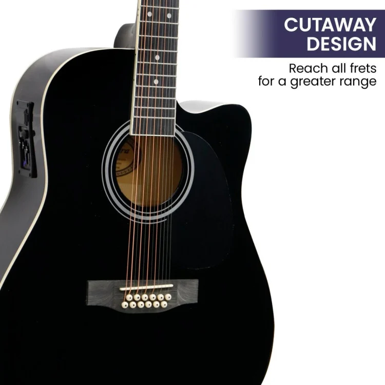 KARRERA Acoustic Guitar 12-String With EQ - Black 12s-eq-bk