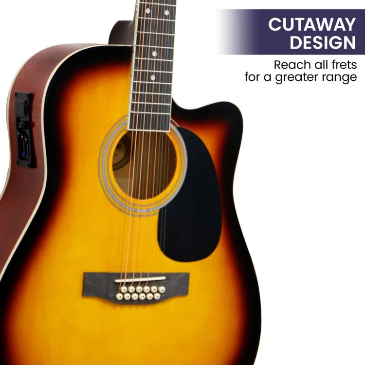 KARRERA Acoustic Guitar 12-String With EQ - Sunburst 12s-eq-sb