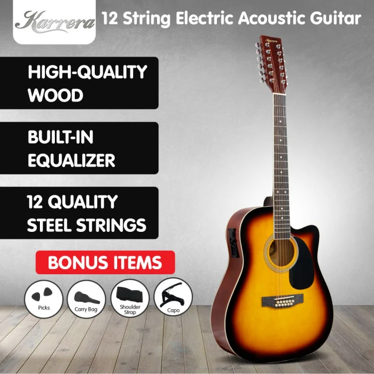 KARRERA Acoustic Guitar 12-String With EQ - Sunburst 12s-eq-sb