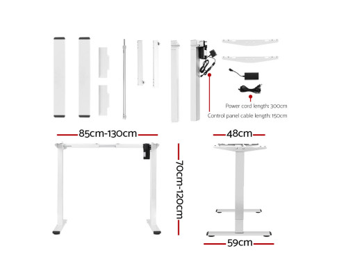 Artiss Electric Standing Desk Motorised Sit Stand Desks Table White 140cm HASD-114G-WHDF-WHDB-140