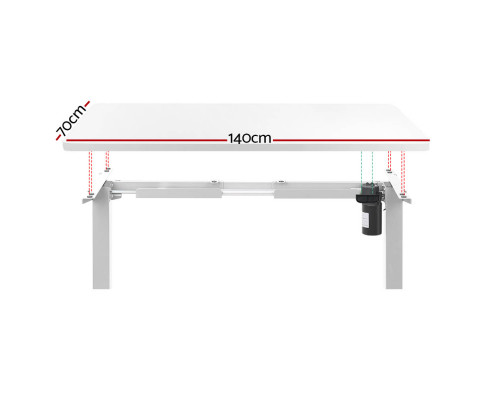 Artiss Electric Standing Desk Motorised Sit Stand Desks Table White 140cm HASD-114G-WHDF-WHDB-140