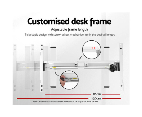 Artiss Electric Standing Desk Motorised Sit Stand Desks Table White 140cm HASD-114G-WHDF-WHDB-140