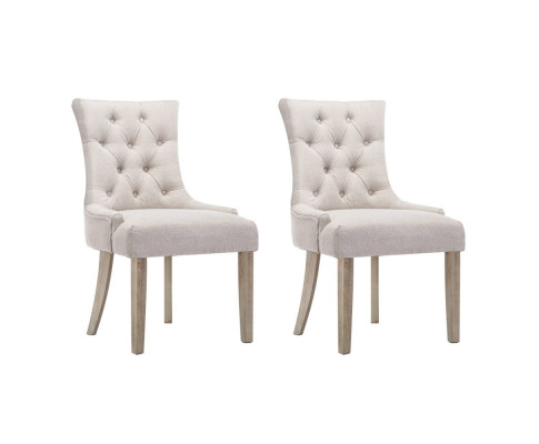 Artiss Dining Chairs Set of 2 Linen French Provincial Beige UPHO-C-DIN470-BGX2