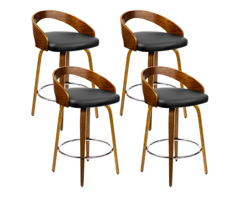 Artiss 4x Bar Stools Swivel Seat Curving Backrest BA-TW-8565-BKX4-AB