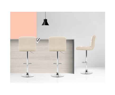Artiss Set of 4 PU Leather Gas Lift Bar Stools - Beige BA-TW-NEW1055-BGX4