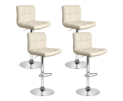 Artiss 4x Bar Stools Leather Gas Lift Beige BA-TW-NEW1055-BGX4