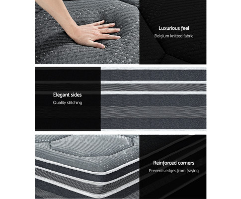 Giselle 35CM QUEEN Mattress Bed 7 Zone Dual Euro Top Pocket Spring Medium Firm MATTRESS-FE35-Q